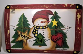 Snowman Peace Joy Love tree Placemats Christmas New year Holiday set of 5 - £12.59 GBP