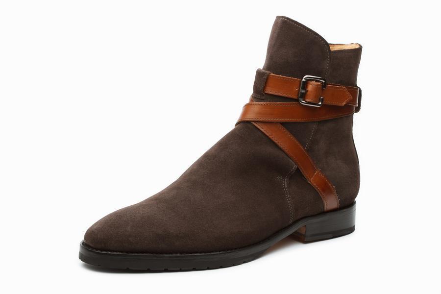Jodhpur Ankle Boots Men Brown Single Buckle Strap Suede Leather Premium Quality