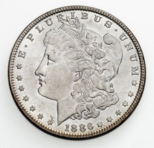 1886 Silver Morgan Dollar in Choice BU Condition Toned Reverse - £118.72 GBP