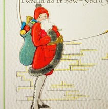 Santa Merrie Christmas 1915 Greeting Postcard Embossed Kriss Kringle PCBG6B - £23.50 GBP