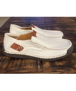 100% CAOUTCHOUC Leather New White Moccasins Mens Size 10 Greks Driving L... - $39.55