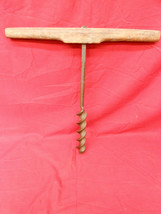 Early Primitive Antique T Handle Wood Auger Barn Beam Hand Drill #16 - £23.34 GBP