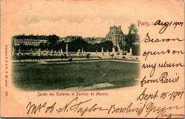 1901 Paris France Jardin Des Tuileries et Pavillion De Marson Postcard Vignette - £3.91 GBP