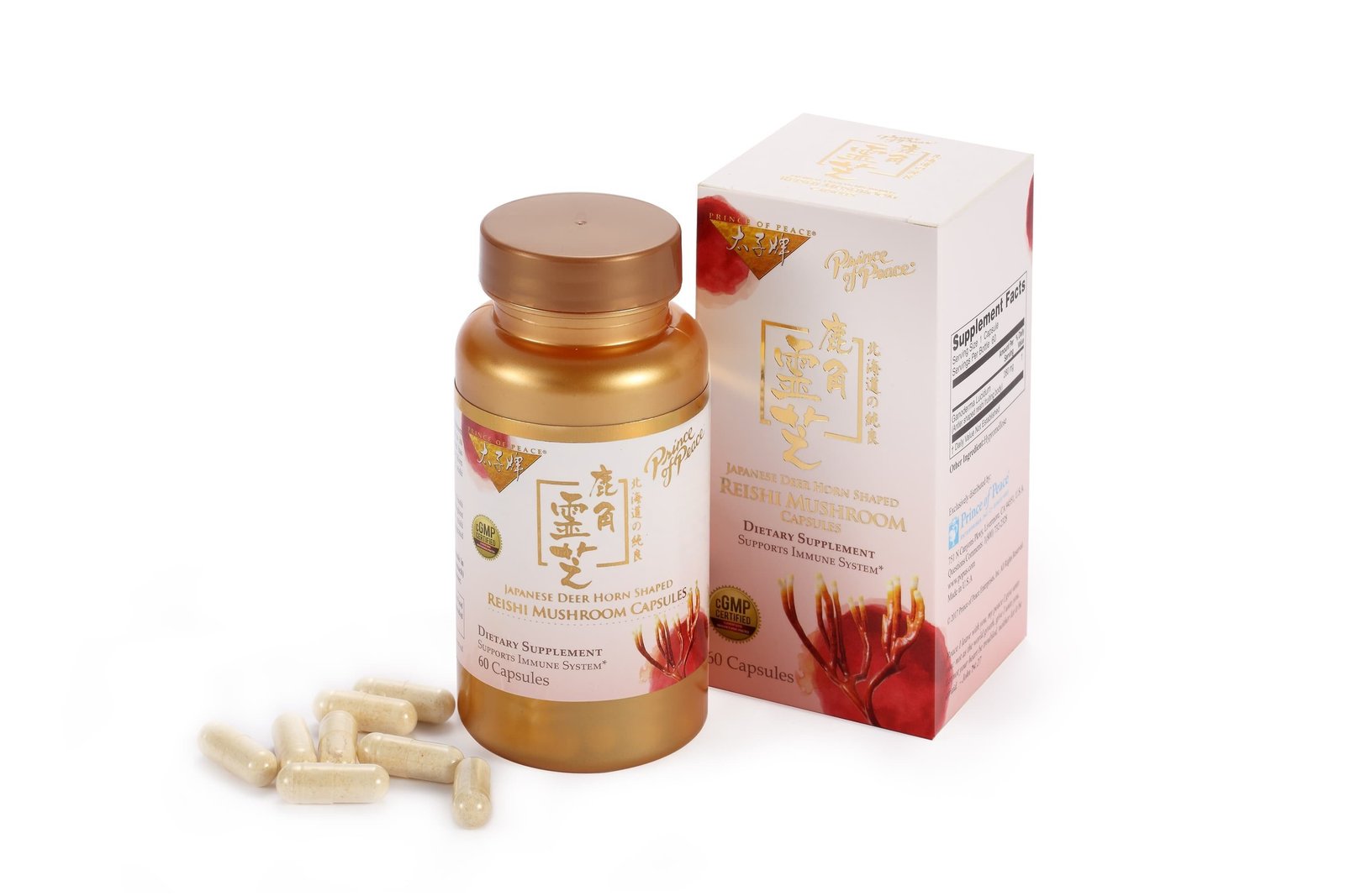 Prince of Peace Japanese Hokkaido Deer Horn Shaped Reishi Mushroom Capsules, 60