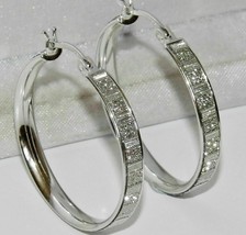 1Ct Femmes Scintillant Moondust Simulé Diamant Boucles D&#39;Oreilles 14k or Blanc - £92.62 GBP