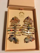 C&amp;C California Tortoise Multicolor Acrylic Resin Fish Earrings Gold Tone new - £36.50 GBP