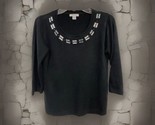 Mercer Street Studio Women&#39;s Sweater size S Round Neck 3/4 Sleeve Beaded... - £10.85 GBP