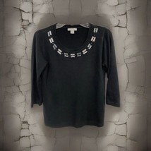 Mercer Street Studio Women&#39;s Sweater size S Round Neck 3/4 Sleeve Beaded... - £10.85 GBP