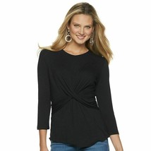 Juicy Couture BLACK 3/4 Sleeve Cross Front Top - Women&#39;s XS - £35.55 GBP