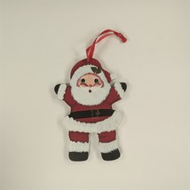 Cute Cartoon Happy Santa Wooden Painted Christmas Ornament w/ Ribbon Hanger - £3.21 GBP