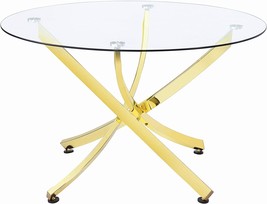 Coaster Home Furnishings Chanel Round Brass and Clear Dining Table, Gold - £247.79 GBP