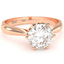 Crown Setting White Topaz Engagement Ring In 14k Rose Gold - £361.12 GBP