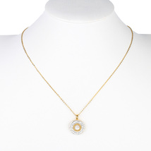 Gold Tone Necklace With Circular Pendant & Swarovski Style Crystals - $31.99