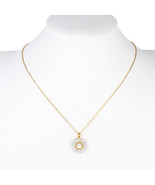 Gold Tone Necklace With Circular Pendant &amp; Swarovski Style Crystals - $598.02 MXN