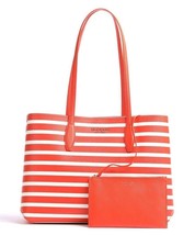 Kate Spade All Day Sailing Stripe Large Tote Orange White Pouch PXR00388 NWT - £99.22 GBP