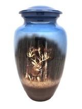Large/Adult 200 Cubic Inch Buck Deer in Woods Aluminum Cremation Urn for Ashes - £157.26 GBP