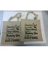 2x Cotton Canvas Tote Bags - January Girl, Whiskey Wine Brandy, Natural,... - £7.02 GBP