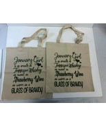 2x Cotton Canvas Tote Bags - January Girl, Whiskey Wine Brandy, Natural,... - $12.29 CAD