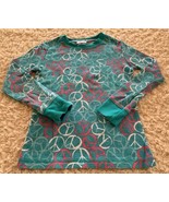 Cherokee Girls Teal Pink White Peace Signs Thermal Long Sleeve Shirt 6 - £4.71 GBP