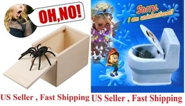 Wooden Prank Spider Scare Box Hidden In Case Trick Play Joke Toilet Gag Toy - £13.58 GBP