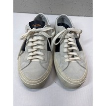 Goodman Mens Shoes Low Top Light Gray Suede Navy Blue Stripe Lace Up Size 8 - $838.73 MXN