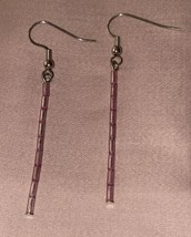 Pierced Earrings Dangle 2.5” Pink Thin Metal - £4.48 GBP