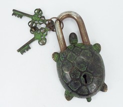 Tortoise Design Coated Functional Brass Lock with 2 Keys (Deep Black, Green). - £29.89 GBP