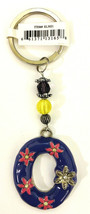 Ganz Letter O Purple Enamel  Metal Pendant Keychain  Beads flowers  - $7.36