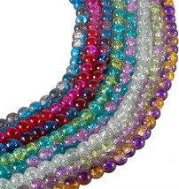 Crackle Glass Beads 8mm Assorted Lot Mixed Colors Bulk Jewelry Supplies Mix 400p - £17.11 GBP