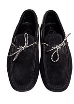 Tod&#39;s Black Suede Bow Slip On Loafers Size 44 Or Men’s 9.5 Preloved - - $56.10