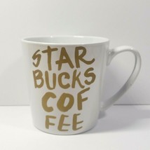 2015 Starbucks White and Gold 14.2 fl oz Coffee Cocoa Tea Mug Cup - $15.27