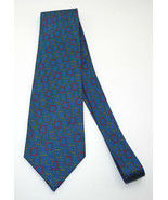 Christian Dior Monsieur Silk Neck Tie - Blue w/Red Gold Green Rectangles... - $19.42 CAD