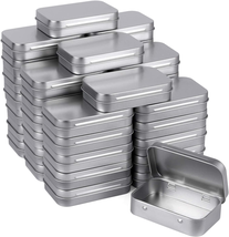 Metal Rectangular Empty Hinged Tins - Pack of 40 Silver Mini Portable Box Small - £25.11 GBP