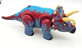 Dinosaur Walking Triceratops Has Sound Blue Red Mattel 2006 Dino Toy VG Cond - $18.40