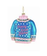MERRY XMAS BITCHES ORNAMENT 4.5&quot; Glass Funny Blue Ugly Sweater Christmas... - €19,06 EUR