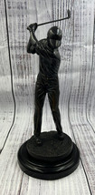 Male Golfer Statue With Hat Swinging Heavy Trophy Figurine Tall Bronze C... - £60.26 GBP