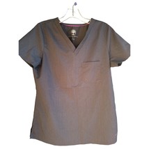 Healing Hands Purple Label Women&#39;s Scrub Top S Gray Nurses Medical Uniform - $7.19