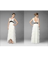 BCBG Maxazria V-Neck Ruffles Dress Sz 2 Ivory - $126.13 CAD