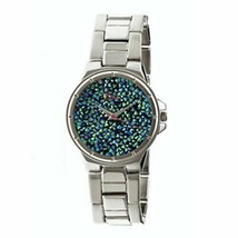 NEW Boum BM2305 Women&#39;s Cachet Blue/Green Crystal Filled Dial Silver Metal Watch - £43.11 GBP