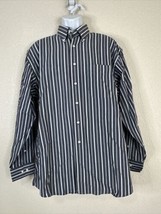 Jos A Bank Men Size L Blue Striped Button Up Shirt Long Sleeve Pocket - £6.89 GBP