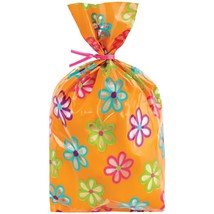 Party Bag 4&quot;X9-1/2&quot; 20/Pkg-Floral Orange - £7.77 GBP