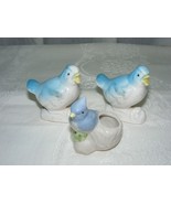 Vintage Porcelain Blue Bird Figurines Set of 3 Tiny Planter - €21,10 EUR