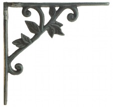 Decorative Cast Iron Wall Shelf Bracket Brace Vine &amp; Leaf Verdigris 8.37... - $14.50