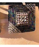 4 Vintage Button Covers + 2 EARRINGS AB Multi Color Beads Pearls Rhinest... - $30.00