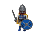 PLAYMOBIL CASQUE VIKING REPLACEMENT MEDIEVAL FIGURE W/ SWORD + BLUE SHIELD - $12.35