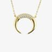 0.30CT Simulated Diamond 14k Yellow Gold Plated Double Horn Pendant Necklace - £52.30 GBP