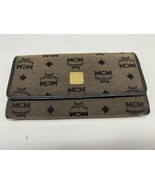 MCM Rare Vintage Brown Denim and Leather Long  Wallet X8264 - $250.00