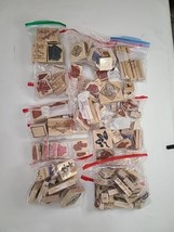 Huge Lot Wood Mounted Rubber Stamp Various Brands Sizes Themes Vintage + Modern - £94.84 GBP