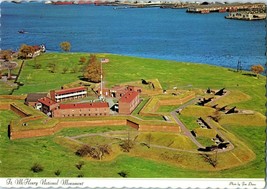 Aerial View Fort McHenry National Monument Baltimore Maryland Postcard - £5.81 GBP