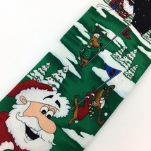 Yule Tie Greetings Green Santa Reindeer Christmas Men&#39;s Necktie Tie #XO-270 New - £15.02 GBP